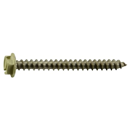 Sheet Metal Screw, #10 X 2 In, Painted 18-8 Stainless Steel Hex Head Combination Drive, 10 PK